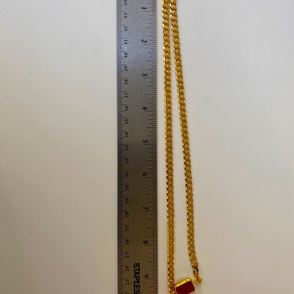 Real silver chain w 21k gold polish and ruby stone - Picture 3 of 3